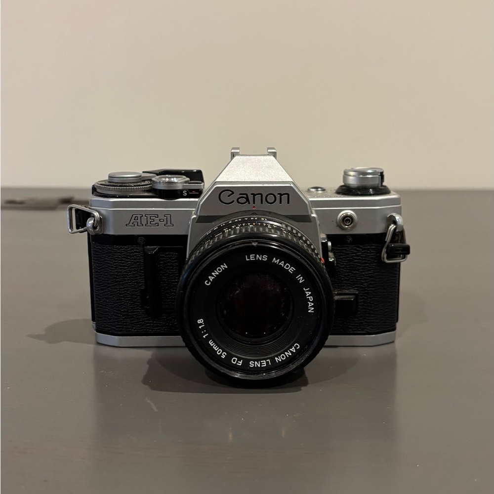 Canon AE-1 Silver and Black Camera